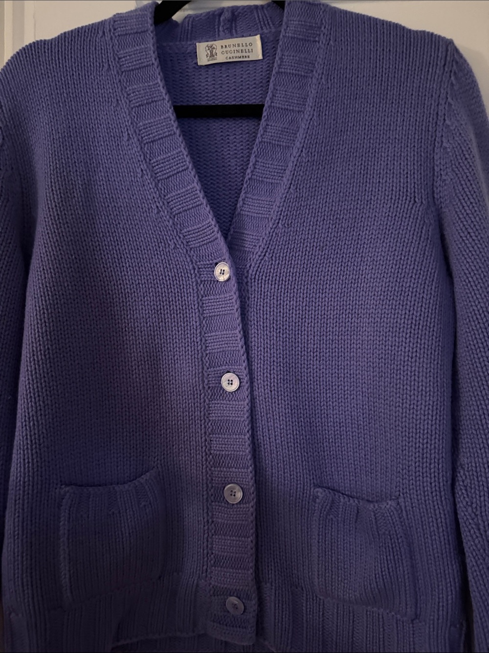 Brunello Cucinelli Lavender Cashmere Button-Front Cardigan - Picture 4 of 4
